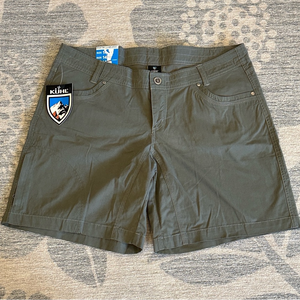 Kuhl Kurve Splash Cargo Shorts Womens 14 Inseam 5.5 Inch Hiking Mountains Khaki
